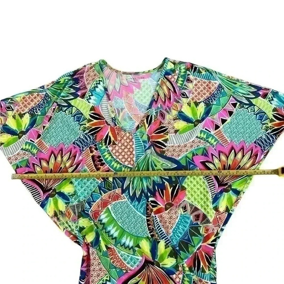 Trina Turk Recreation Resort Tropical Bright Colorful Shirt Tunic Dress Top XS - Picture 10 of 12
